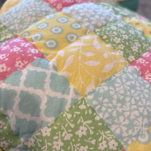 Bunny Shape Pastel Quilted Pom Pom trim throw decor pillow,Easter,Spring,rabbit - Picture 3 of 8